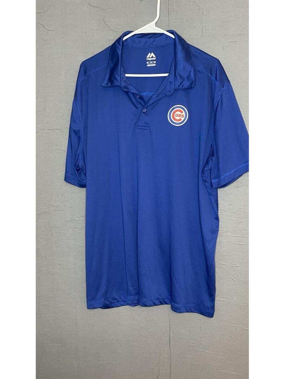 Chicago Cubs Mens Polo Shirt Size 2XL Royal Blue Majestic MLB Athletic Polo